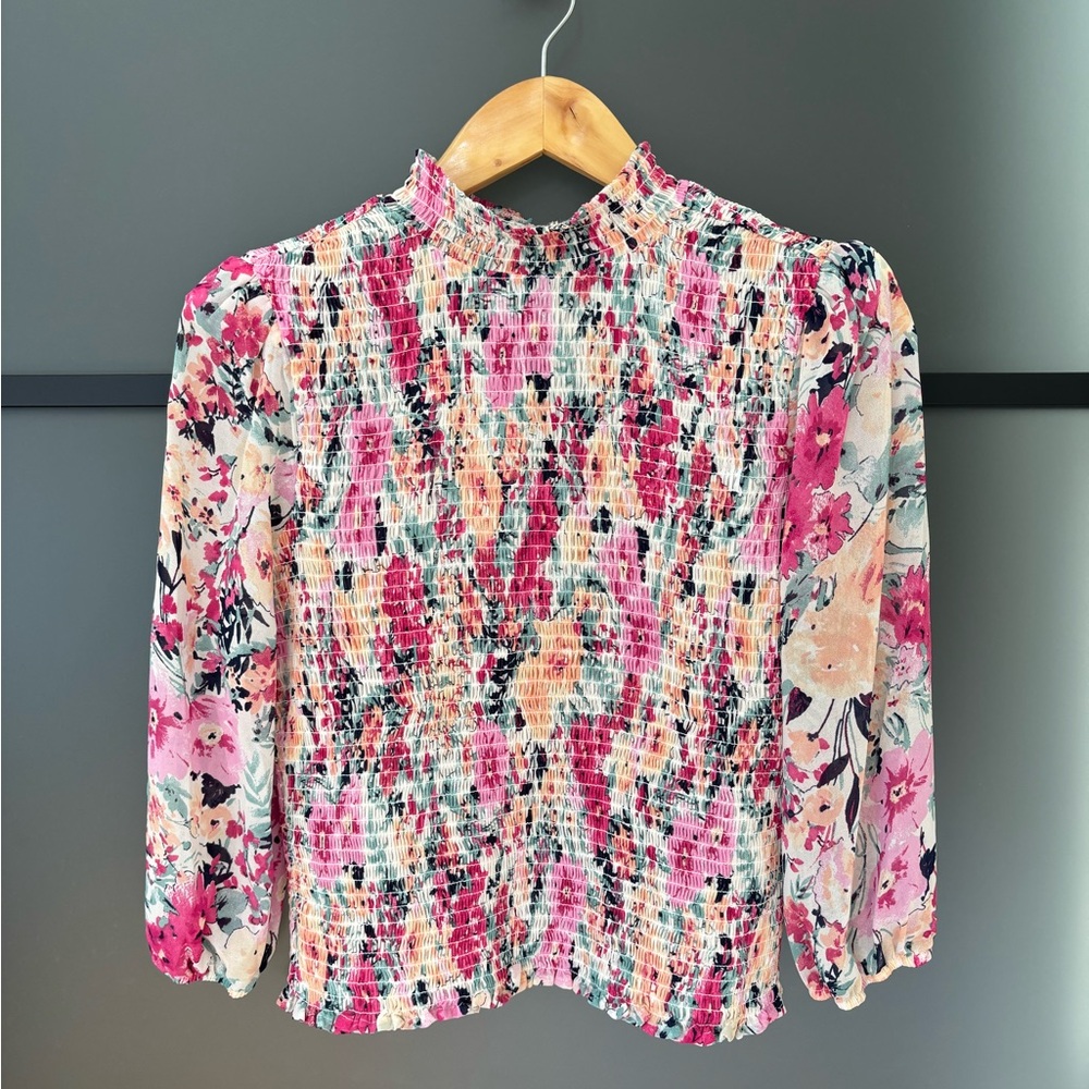 Socialite Multicolor Floral Smocked Blouse